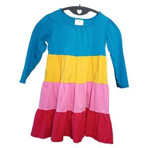 Hanna Anderson Colorblock Twirl Dress Size 4 Rainbow